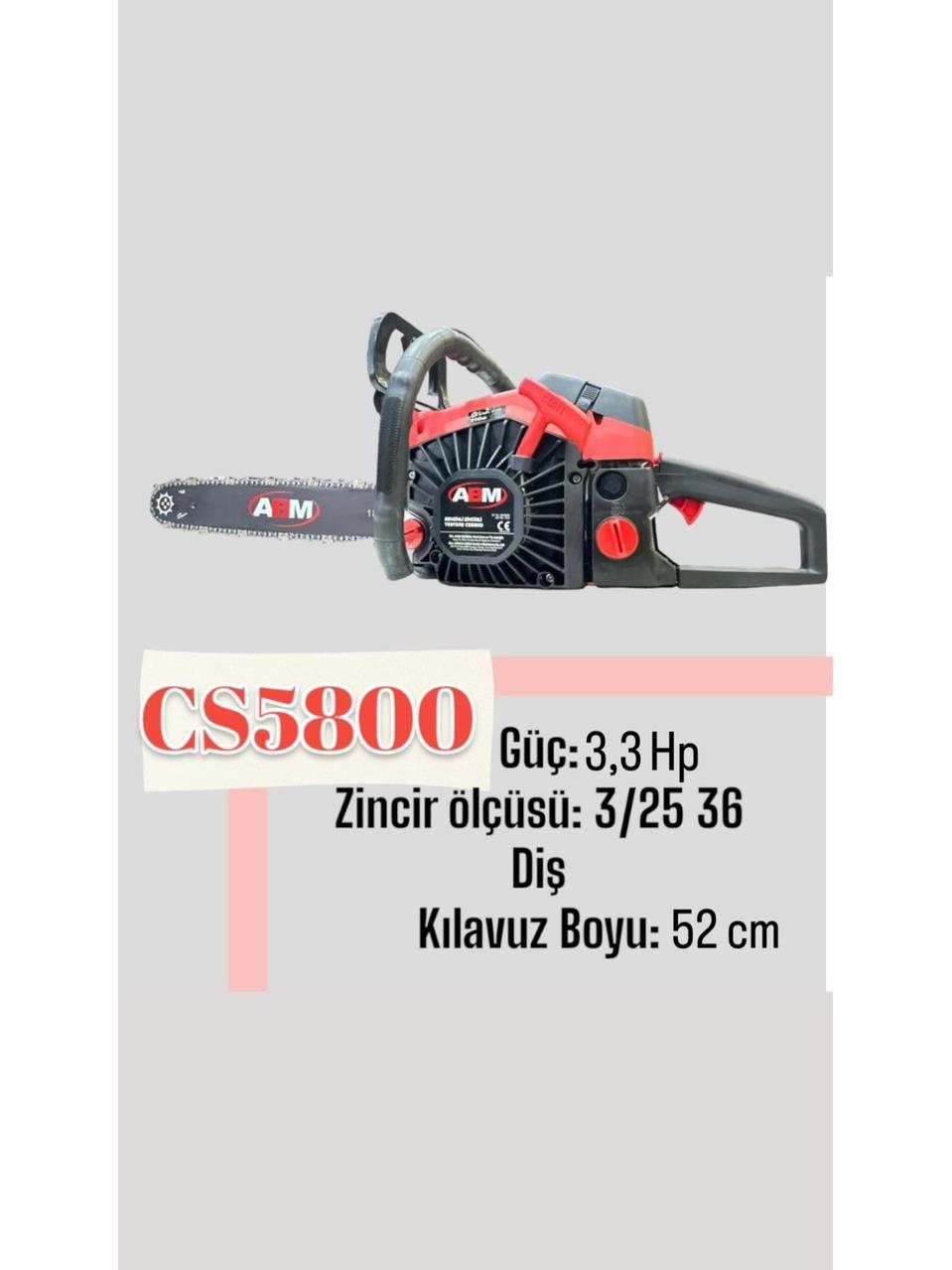 ABM CS5800 3,2 Hp 45cm 3/25 36 Diş Benzinli Zincirli Testere